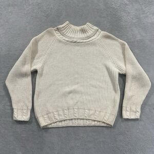 Middlebrook Park Sweater Women Medium Turtleneck Chunky Knit Preppy Cream White